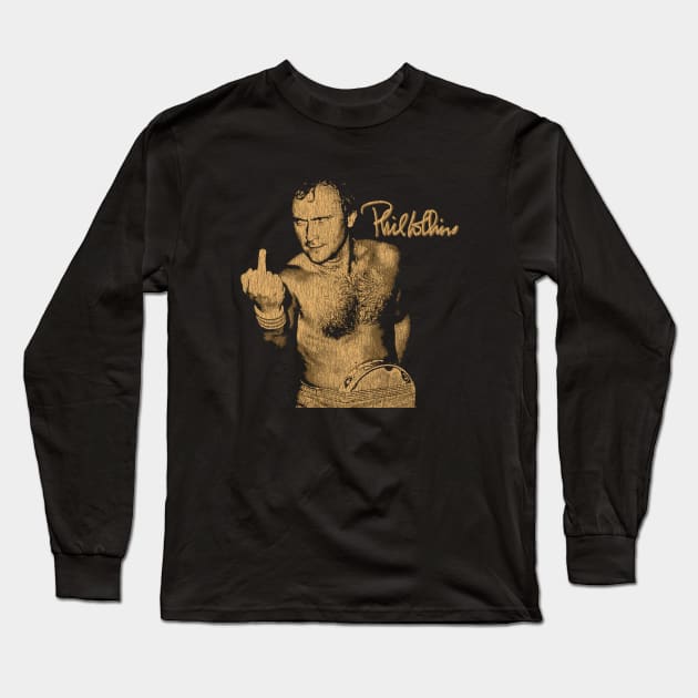 Funny Phil Collins Fan Art Brown Long Sleeve T-Shirt by Bingung Mikir Nama Design